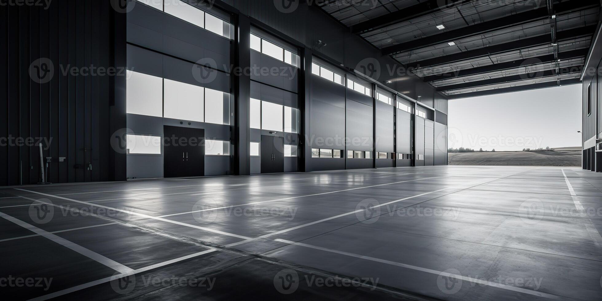 . . Realistic render of logistic business transport warehouse dock station. Factory and transport house. Graphic Art photo