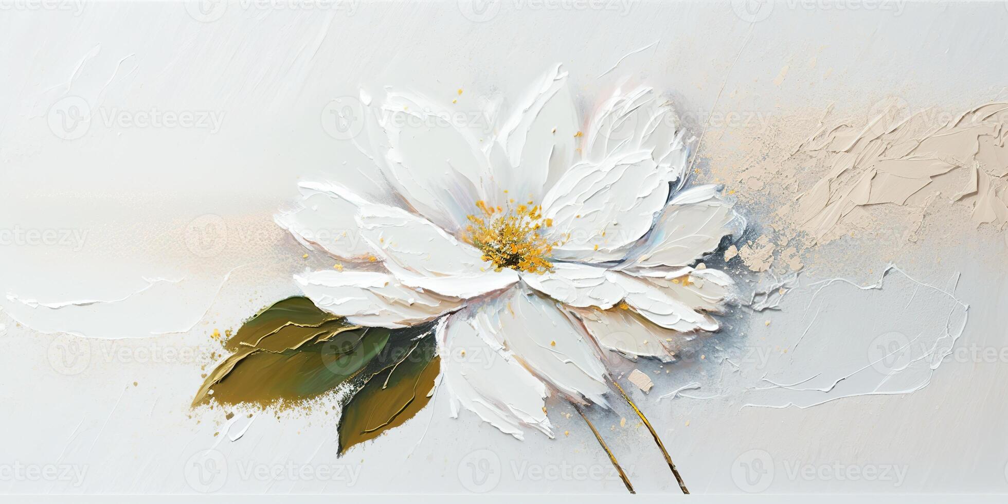 . . White ink oil paint flower on canvas. Artist calm peace romantic love vibe. Graphic Art photo