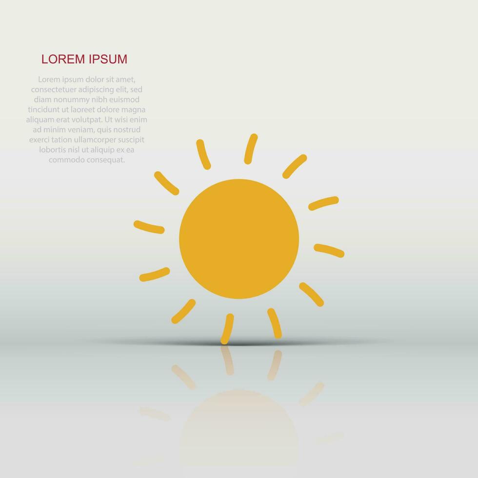 Vector sun icon in flat style. Sun with ray sign illustration pictogram. Sunshine business concept.