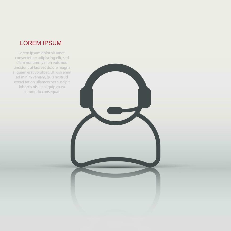 Vector operator with microphone icon in flat style. Operator in call center sign illustration pictogram. People business concept.