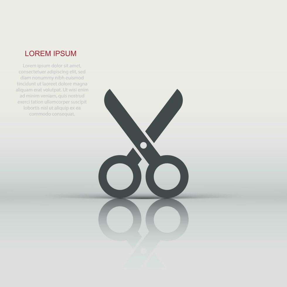 Vector scissors icon in flat style. Scissor sign illustration pictogram. Shear business concept.