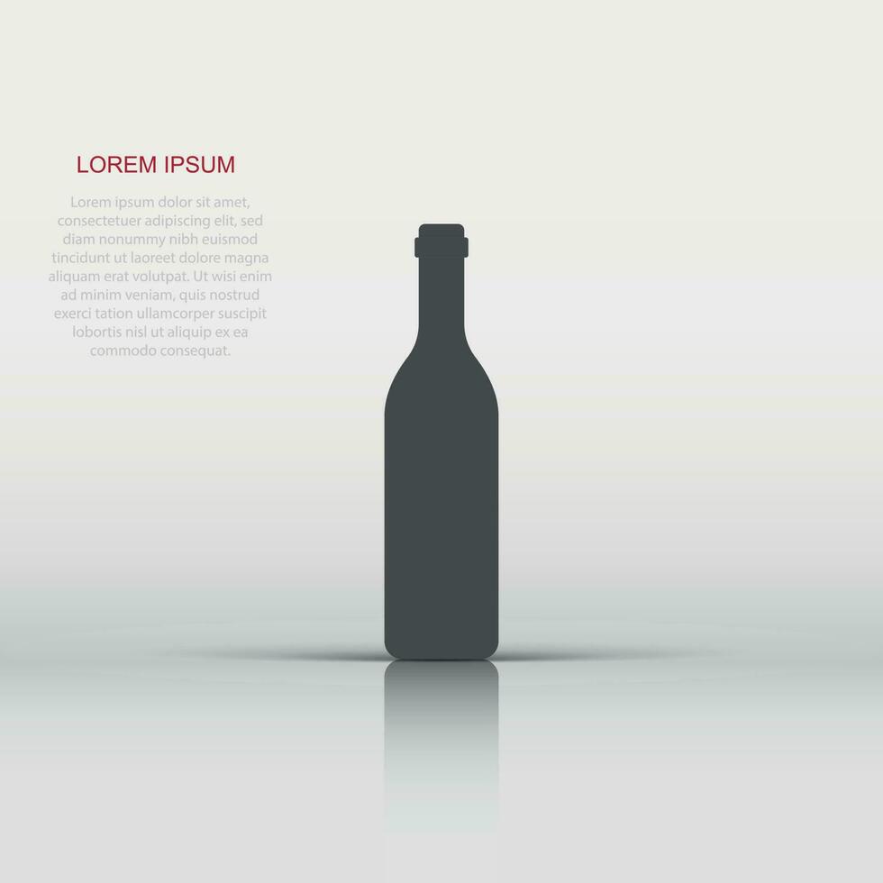 Wine bottle icon in flat style. Alcohol bottle illustration on white isolated background. Beer, vodka, wine  concept. vector