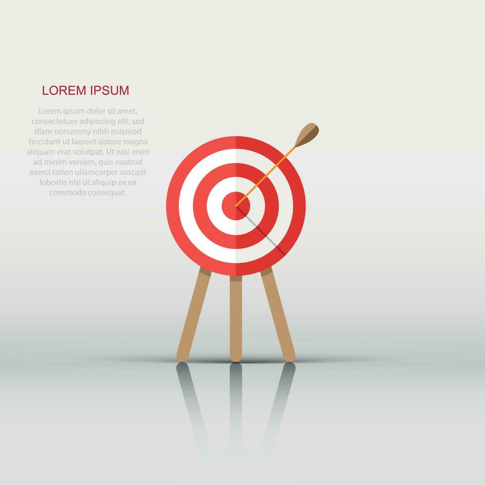 Target aim vector icon in flat style. Darts game illustration on white isolated background. Dartboard sport target concept.