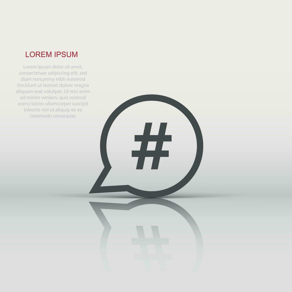 Hashtag vector icon in flat style. Social media marketing illustration on white isolated background. Hashtag network concept.