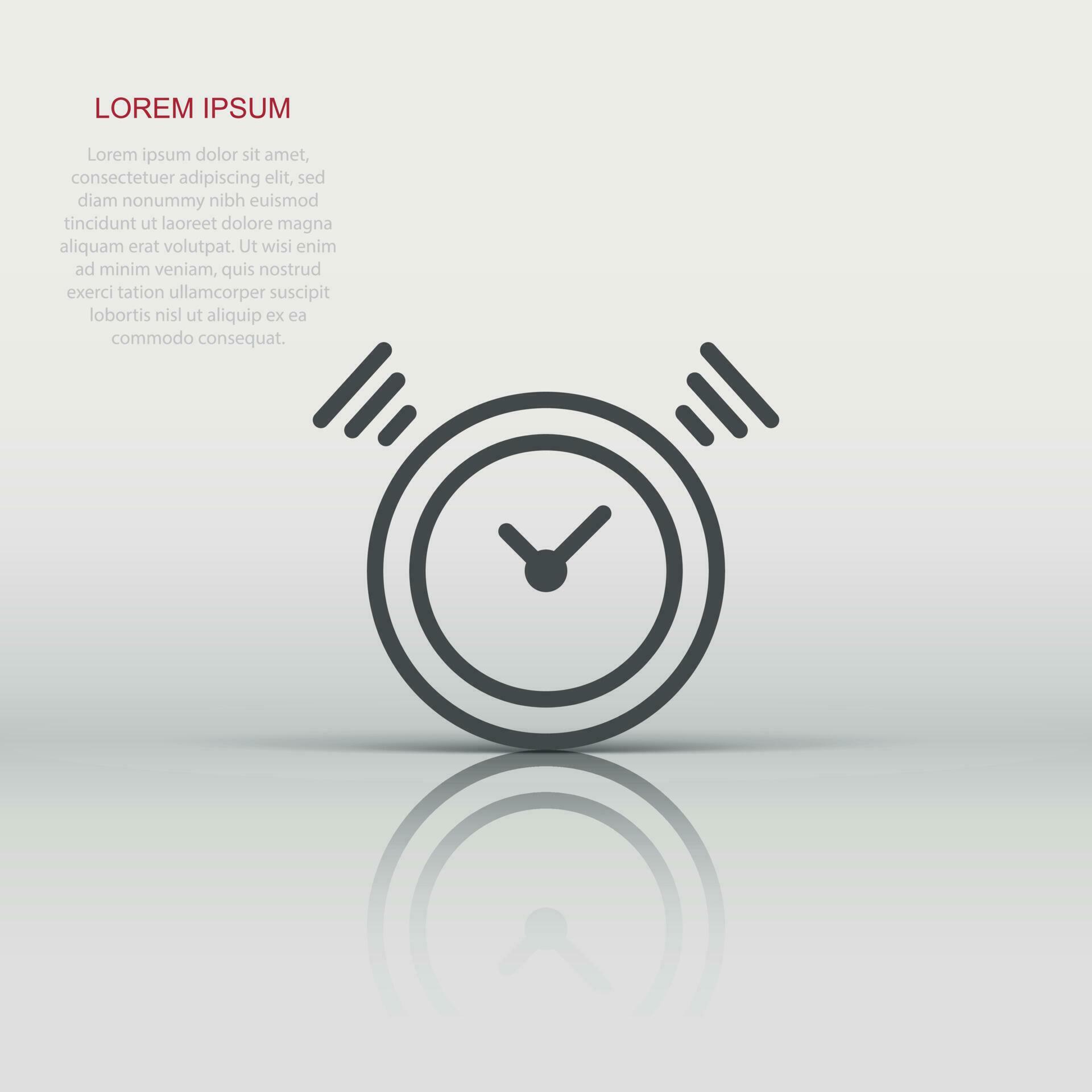 Clock timer icon in flat style. Time alarm illustration on white isolated background. Stopwatch