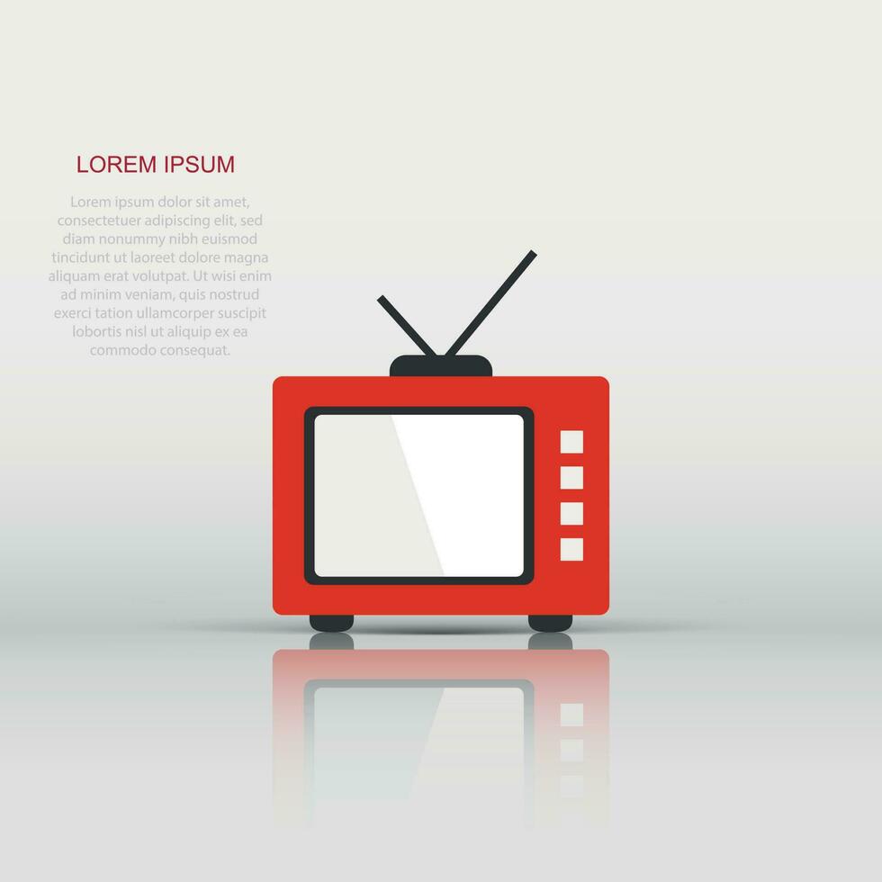 Retro tv screen vector icon in flat style. Old television illustration on white isolated background. Tv display business concept.