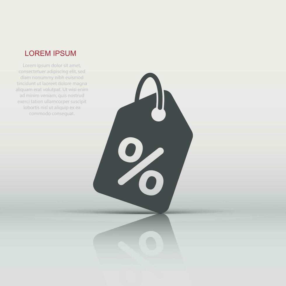 Discount shopping tag icon in flat style. Discount percent coupon illustration on white isolated background. Shop badge business concept. vector