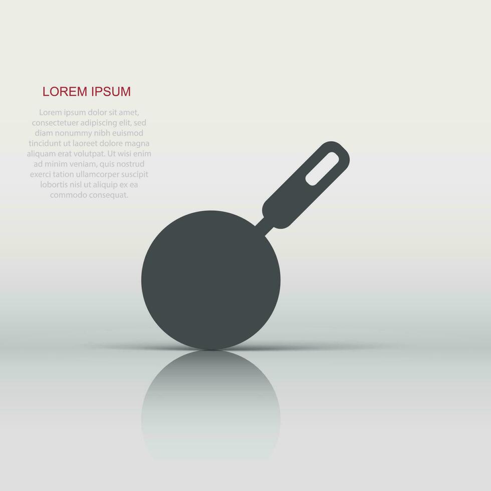Frying pan icon in flat style. Cooking pan illustration on white isolated background. Skillet kitchen equipment business concept. vector