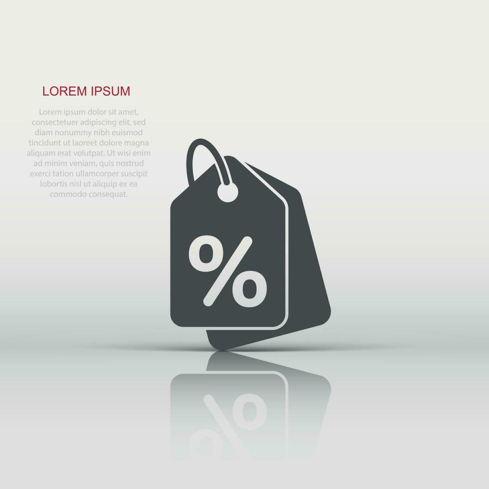 Discount shopping tag icon in flat style. Discount percent coupon illustration on white isolated background. Shop badge business concept. vector