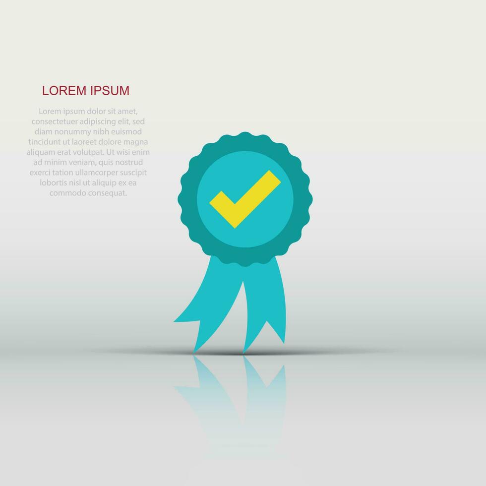 aprobado certificado medalla icono en plano estilo. cheque marca sello vector ilustración en blanco aislado antecedentes. aceptado, premio sello negocio concepto.