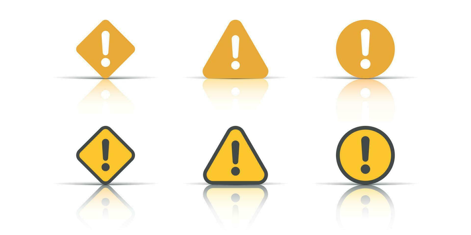 Exclamation mark icons set in flat style. Danger alarm vector illustration on white isolated background. Caution risk business concept.