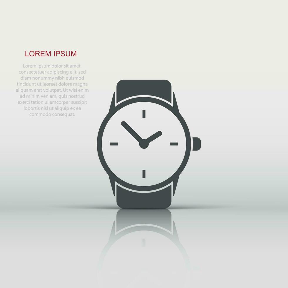 Vector watch icon in flat style. Clock sign illustration pictogram. Timer business concept.