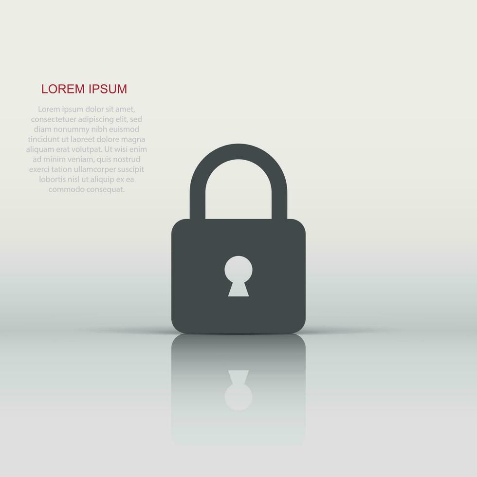Vector lock icon in flat style. Padlock locker sign illustration pictogram. Padlock business concept.