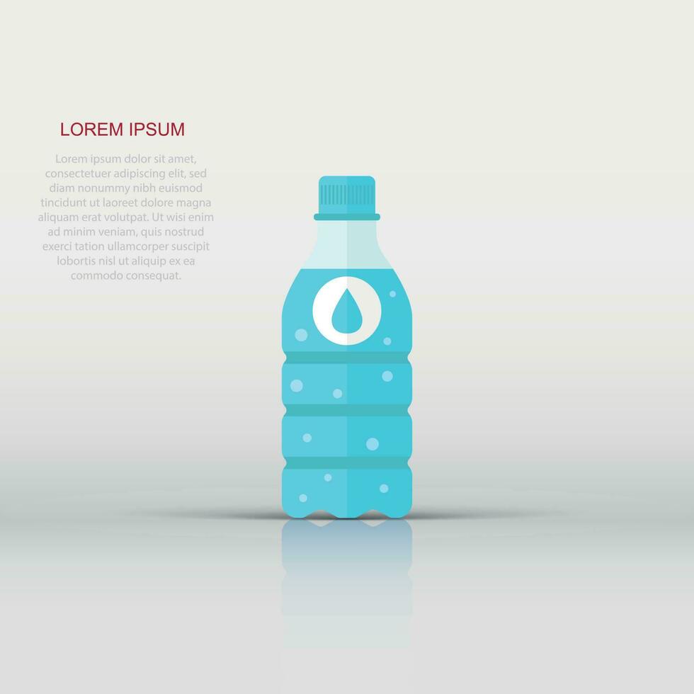 Water bottle icon in flat style. Bottle illustration on white isolated background. Water plastic container concept. vector
