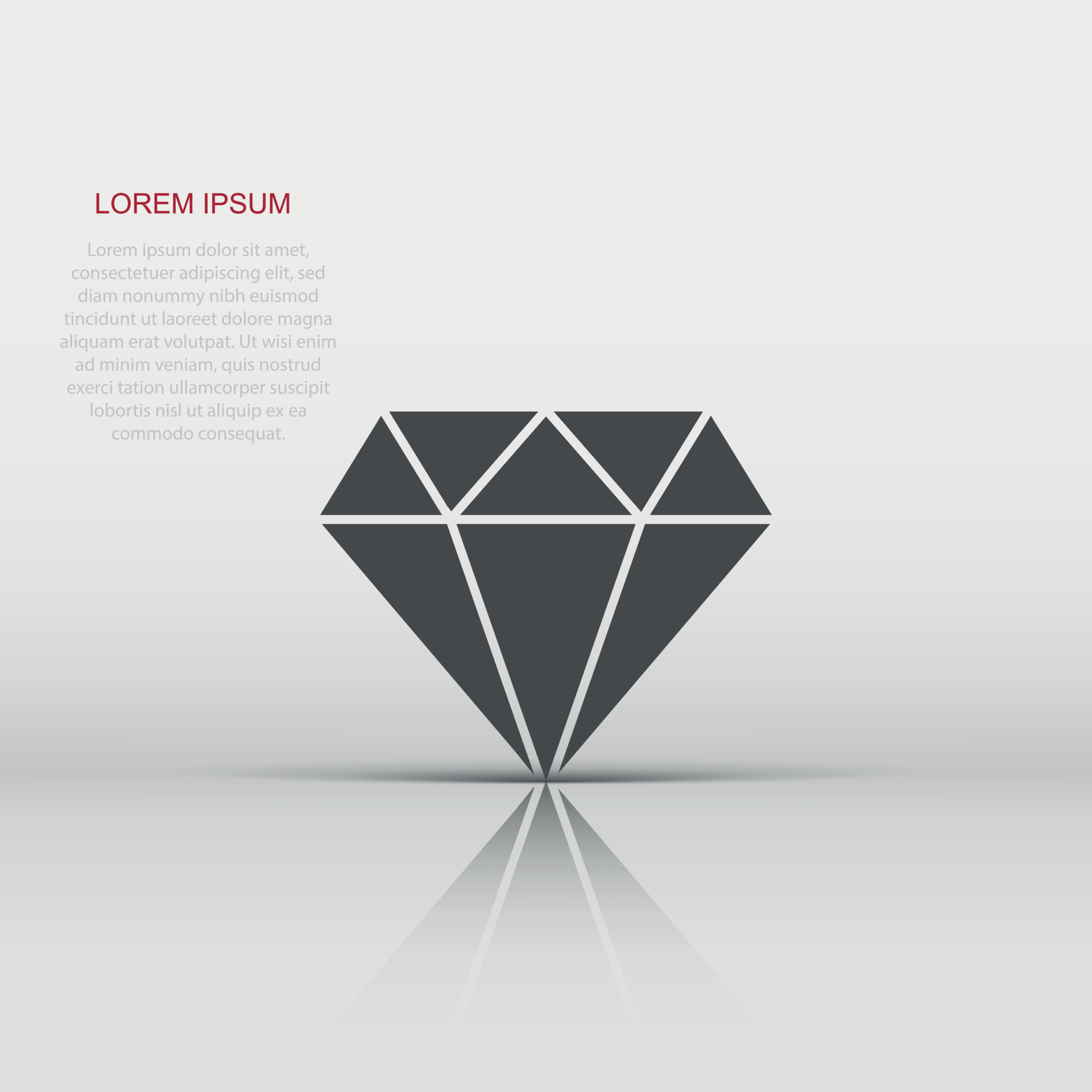 Diamond jewel gem vector icon in flat style. Diamond gemstone