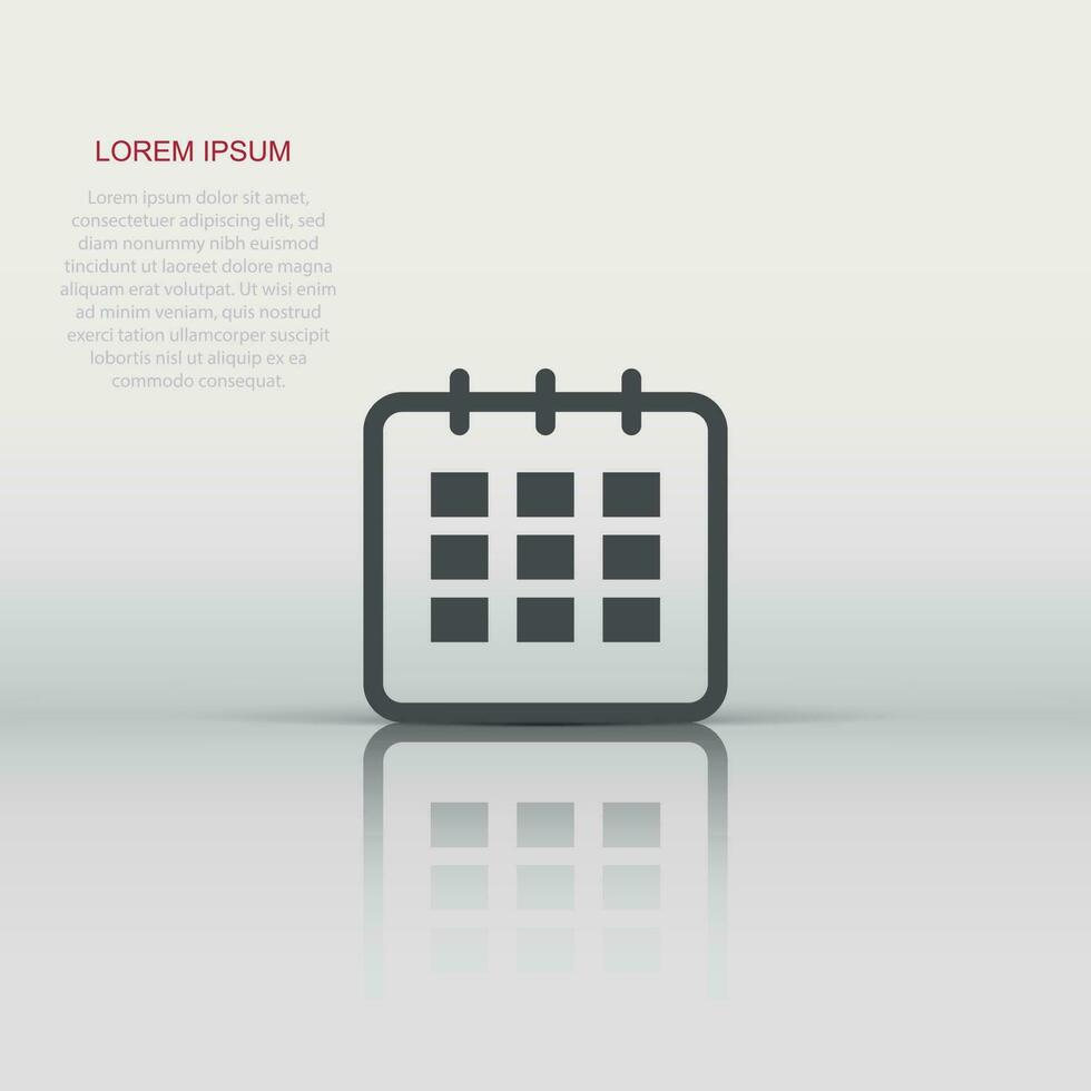 Calendar agenda vector icon in flat style. Reminder illustration on white isolated background. Calendar date concept.