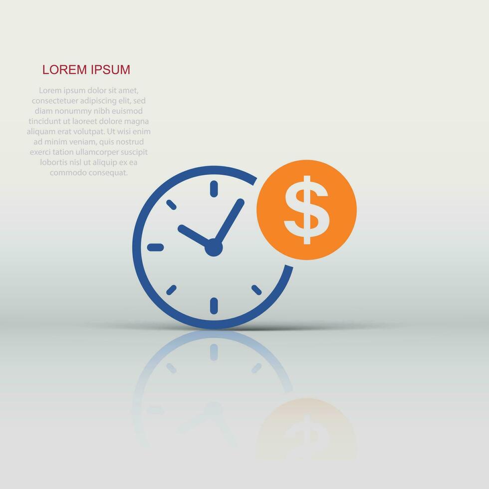 Business and finance management icon in flat style. Time is money illustration on white isolated background. Financial strategy business concept. vector