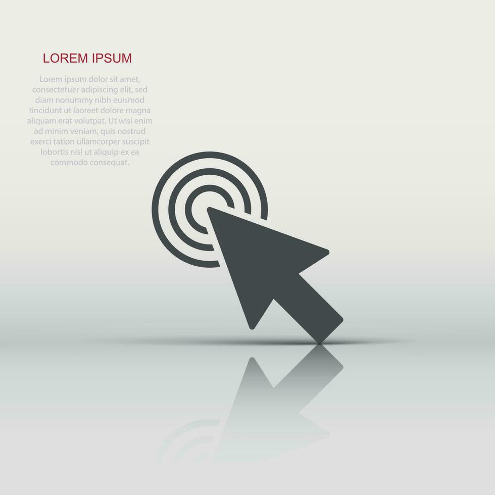 Computer mouse cursor icon in flat style. Arrow cursor vector illustration on white isolated background. Mouse aim business concept.