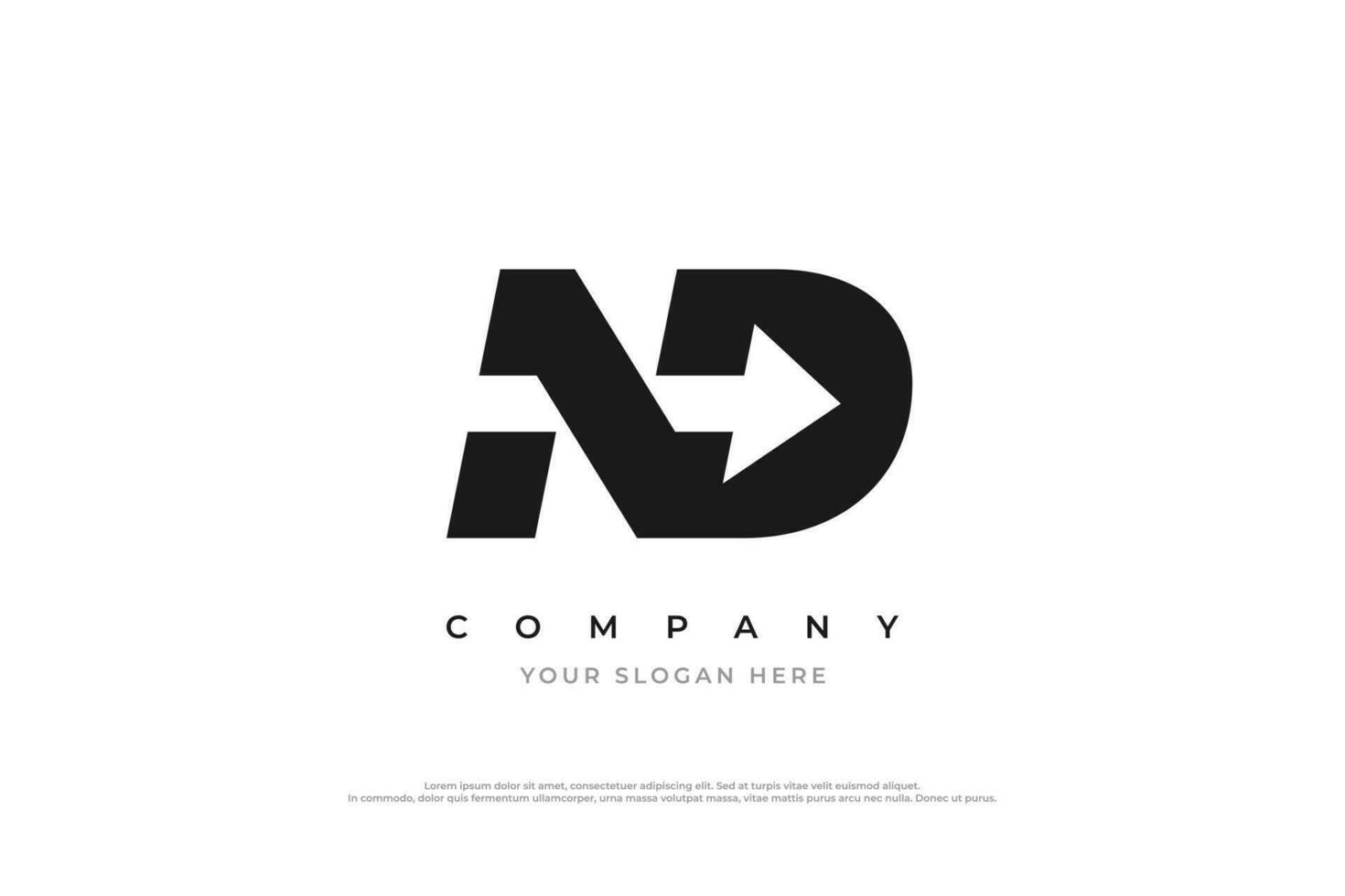 Initial Letter ND Arrow Logo Design Vector