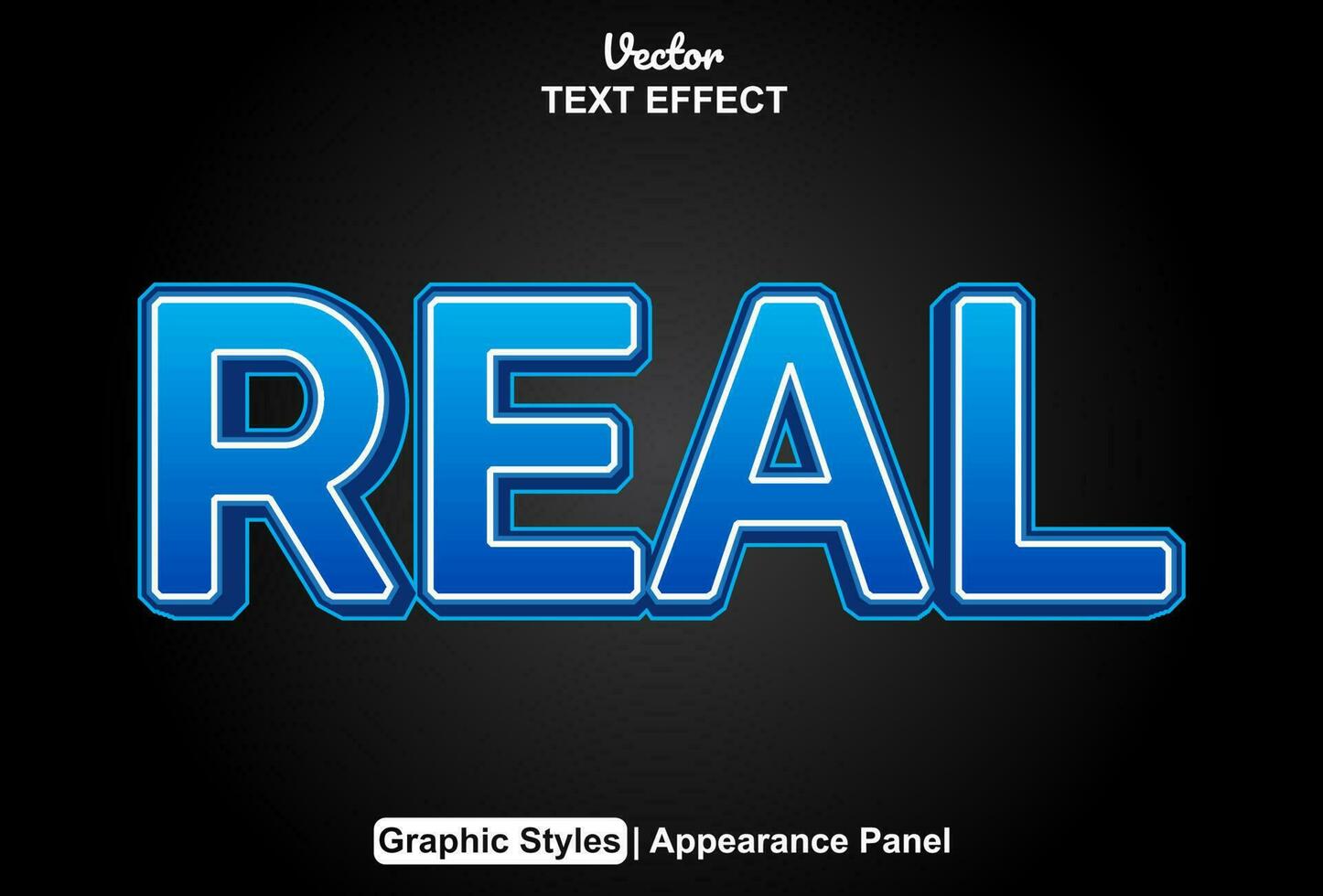 real text effect with editable blue color graphic style vector