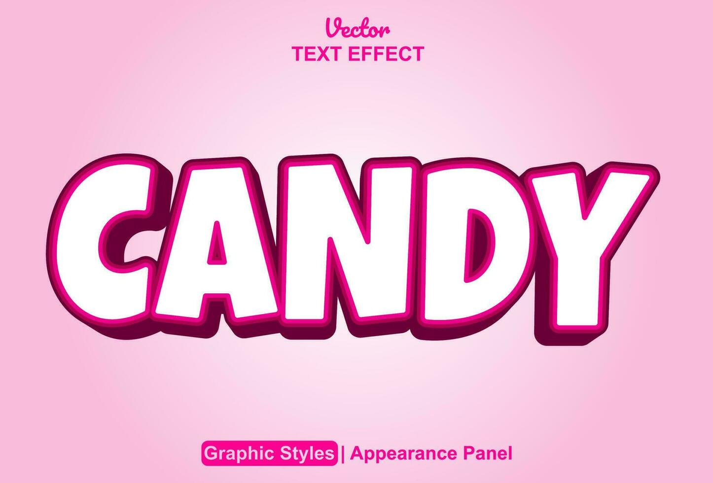 candy text effect with pink graphic style and editable. vector