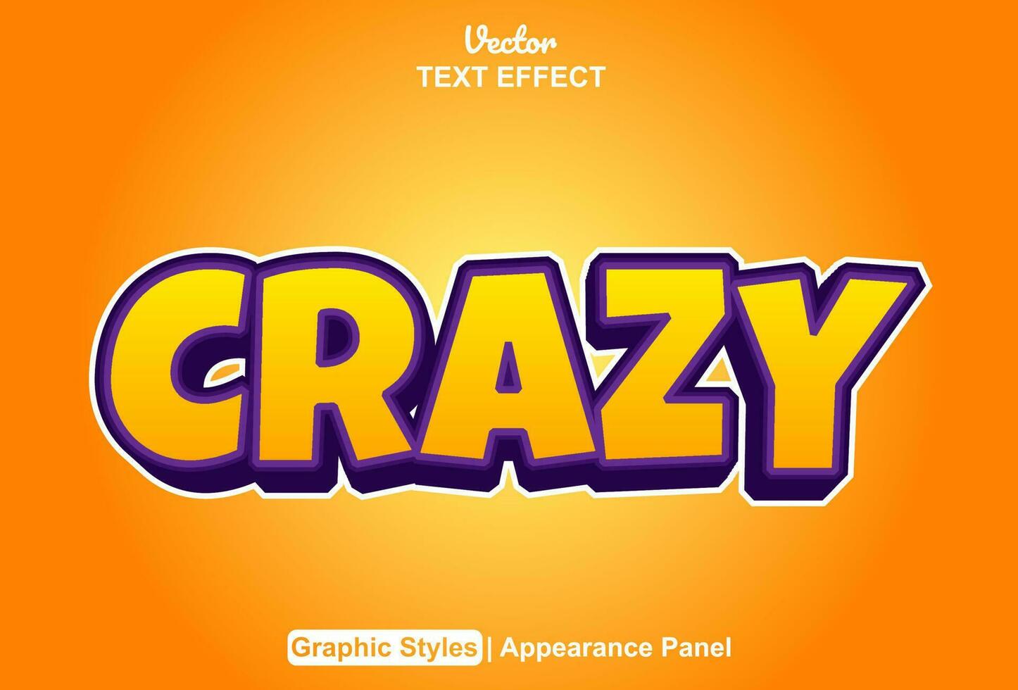 crazy text effect with orange graphic style and editable. vector