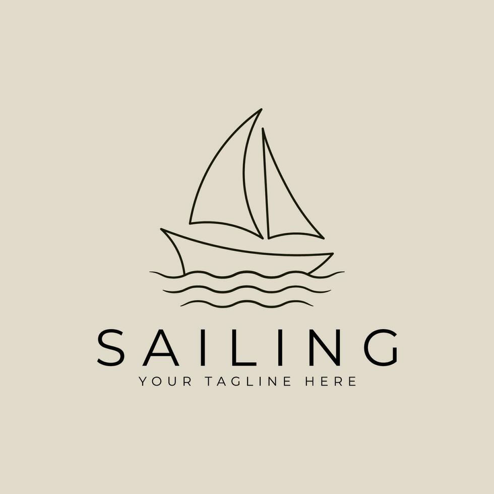 sailing ship logo, icons, with line art logo vector symbol illustration