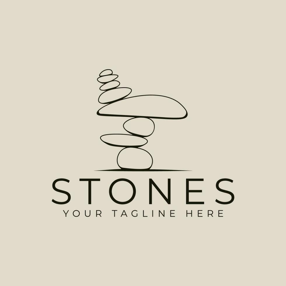 stone logo line art design with minimalist style logo vector illustration design