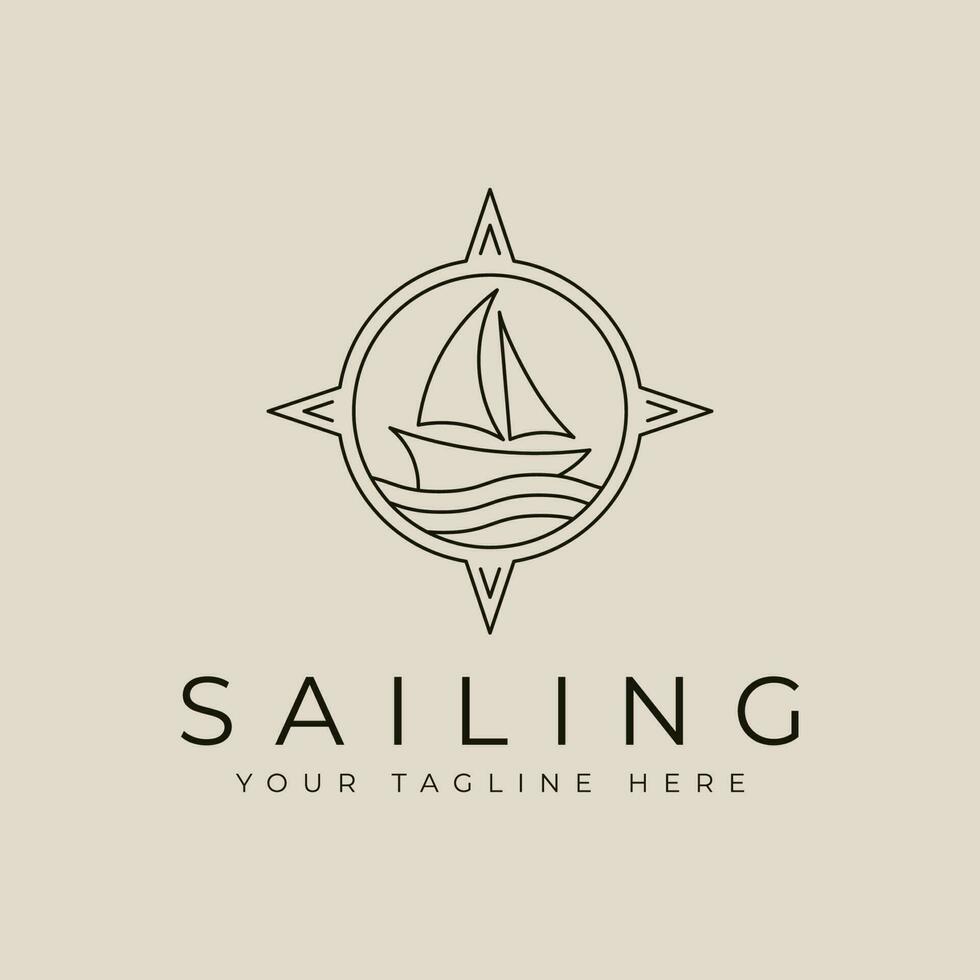 sailing ship logo, icons, with line art logo vector symbol illustration