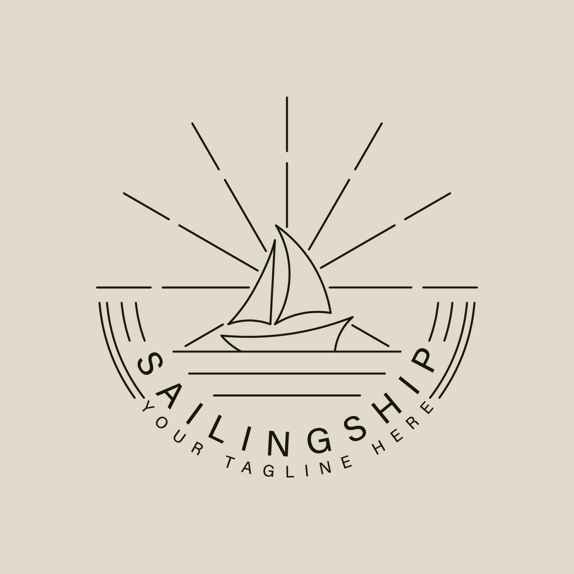 sailing ship logo, icons, with line art logo vector symbol illustration