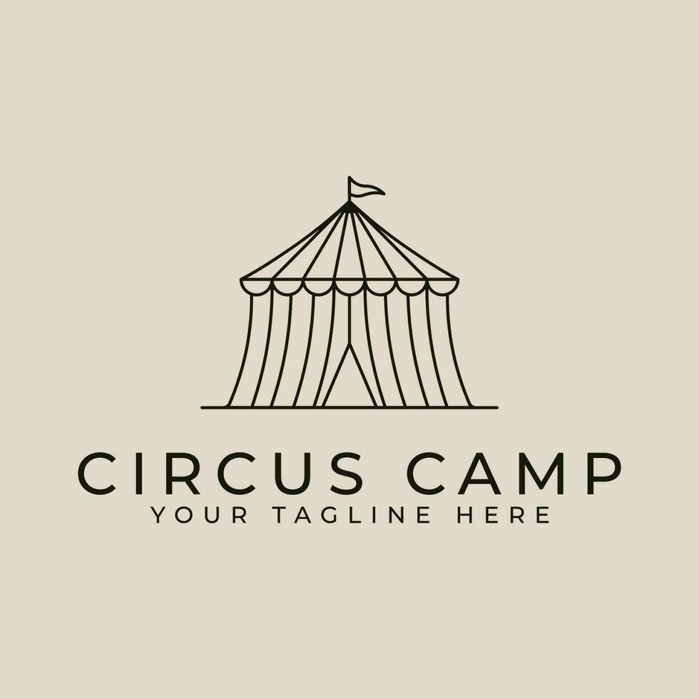 circus camp logo line art  design with minimalist style logo vector illustration design