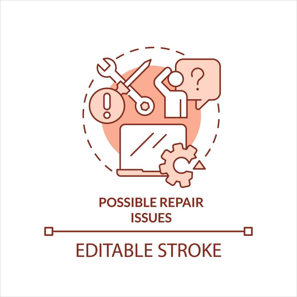 Possible repair issues terracotta concept icon. Hardware maintenance. Troubleshooting abstract idea thin line illustration. Isolated outline drawing. Editable stroke vector