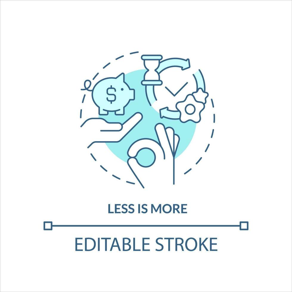 Less is more turquoise concept icon. Suit company needs. Business optimization abstract idea thin line illustration. Isolated outline drawing. Editable stroke vector