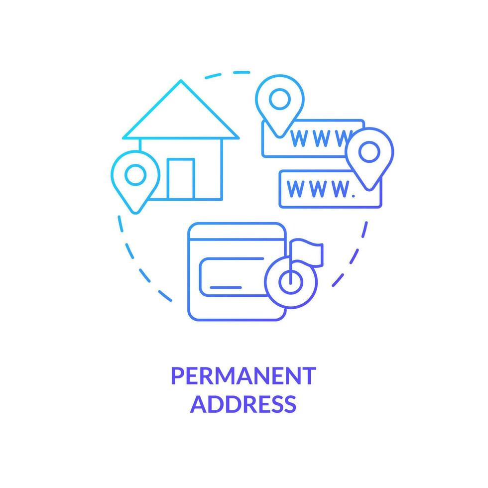 Permanent address blue gradient concept icon. Receiver contacts. Save po box name after move. Recipient data abstract idea thin line illustration. Isolated outline drawing vector