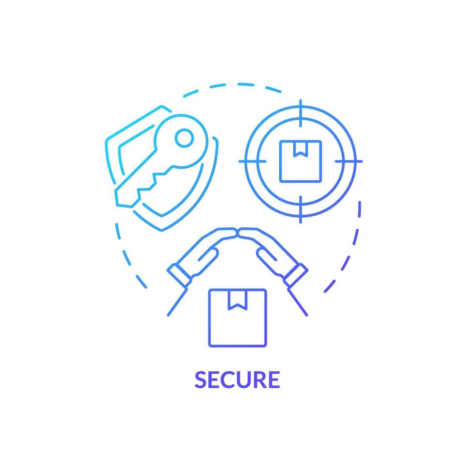 Secure blue gradient concept icon. Safety of post box services. Parcels protection. Mailboxes. Provide privacy abstract idea thin line illustration. Isolated outline drawing vector