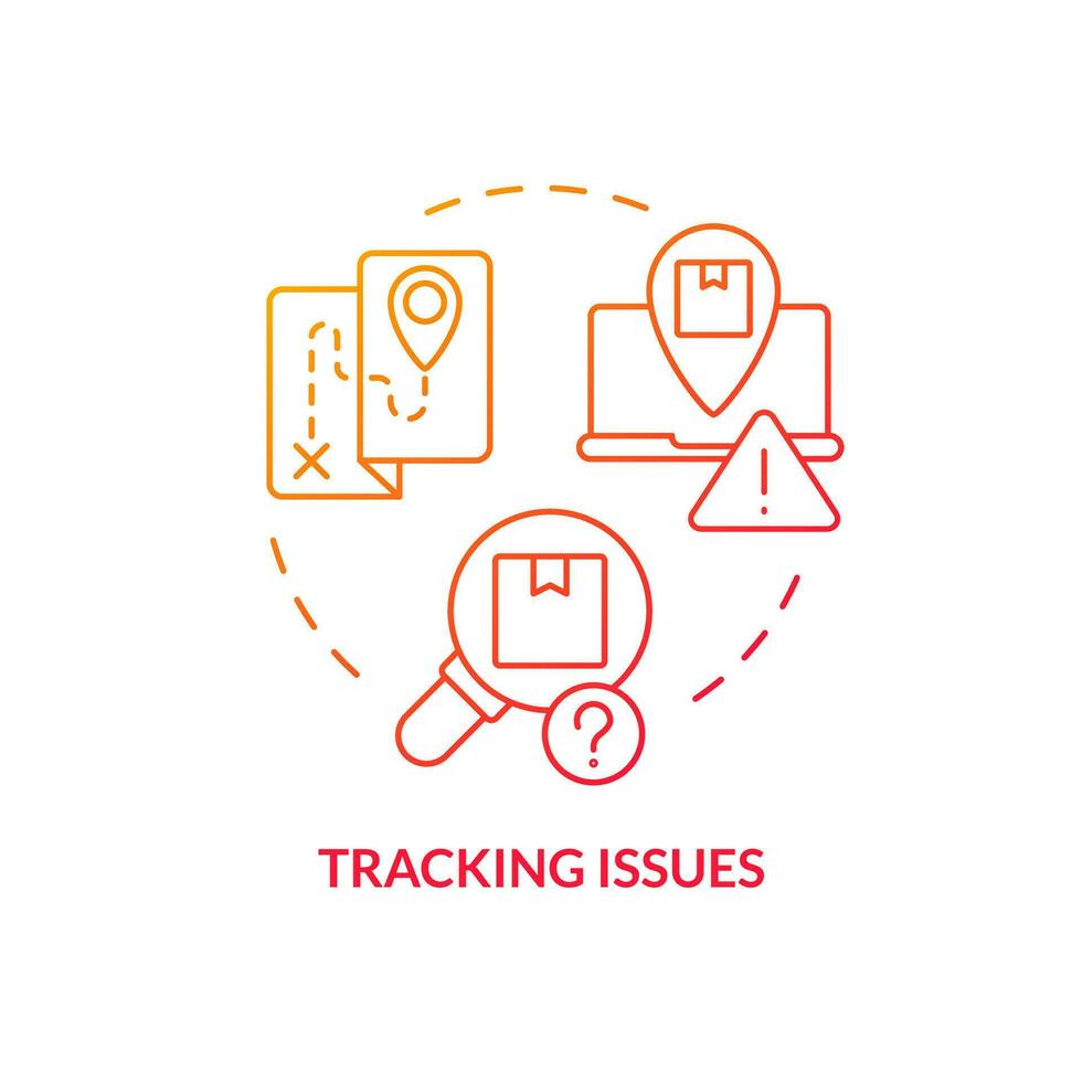 Tracking issues red gradient concept icon. Monitoring parcel trouble. Traditional mail drawbacks abstract idea thin line illustration. Isolated outline drawing vector