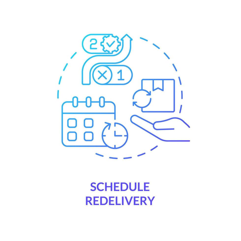 Schedule redelivery blue gradient concept icon. Manage parcel. Plan reshipping. Postal service. Receive order abstract idea thin line illustration. Isolated outline drawing vector