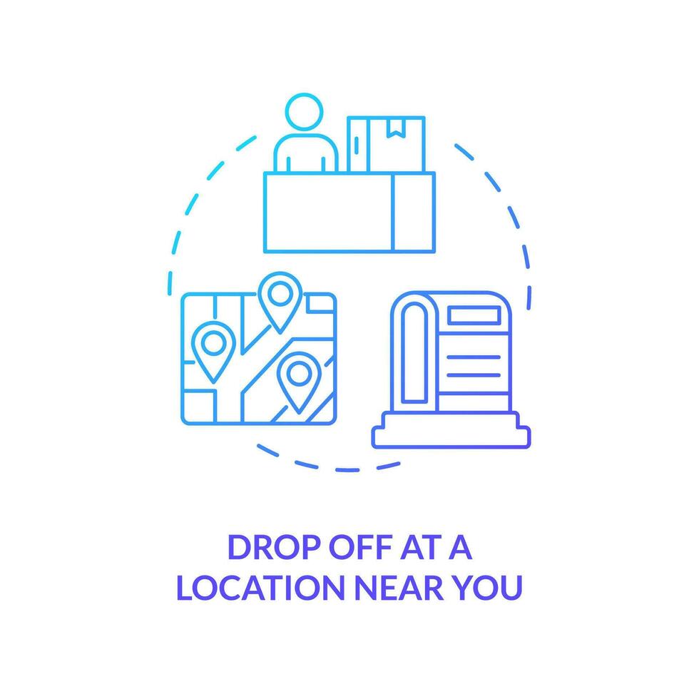 Drop off at location near you blue gradient concept icon. Place to receive parcel. Post office. Delivery point abstract idea thin line illustration. Isolated outline drawing vector
