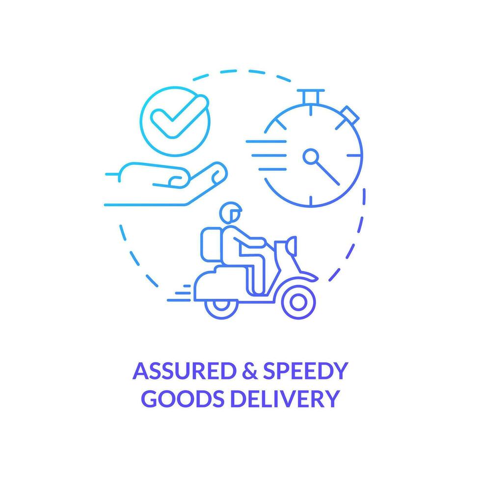 Assured and speedy goods delivery blue gradient concept icon. Quick post. Fast shipping. Courier service abstract idea thin line illustration. Isolated outline drawing vector