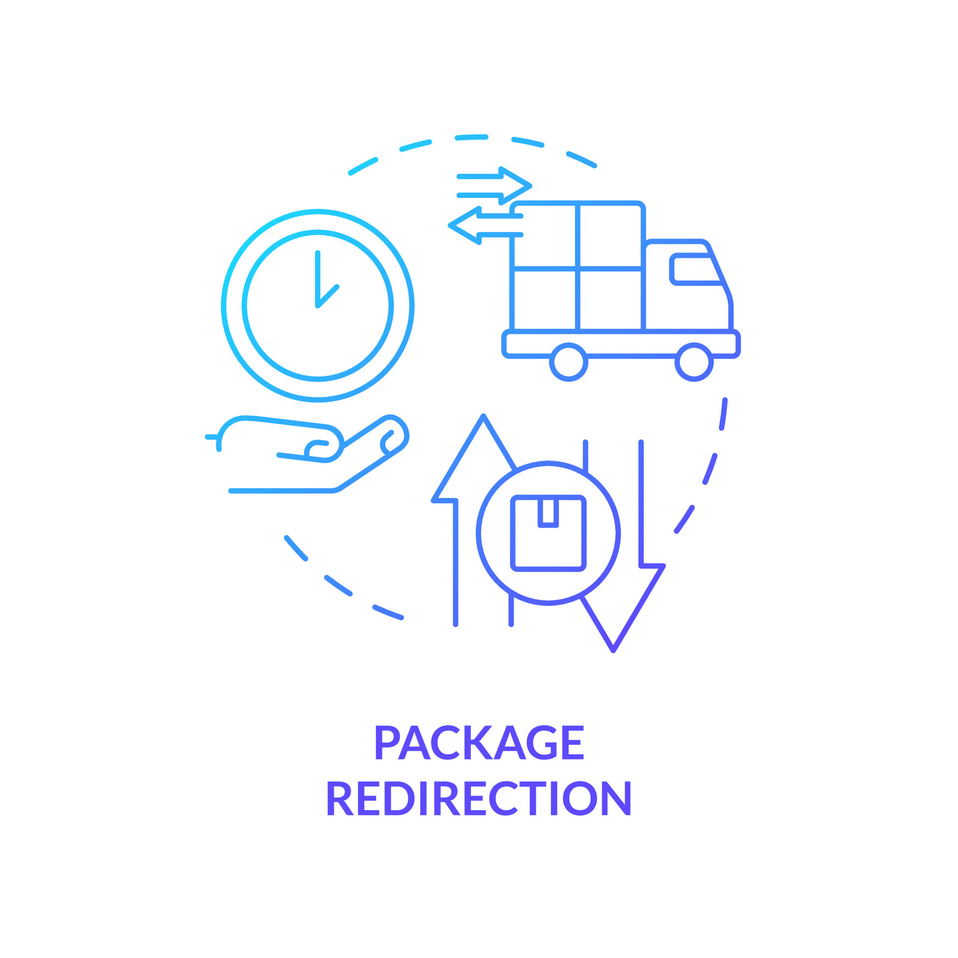Package redirection blue gradient concept icon. Parcel intercept