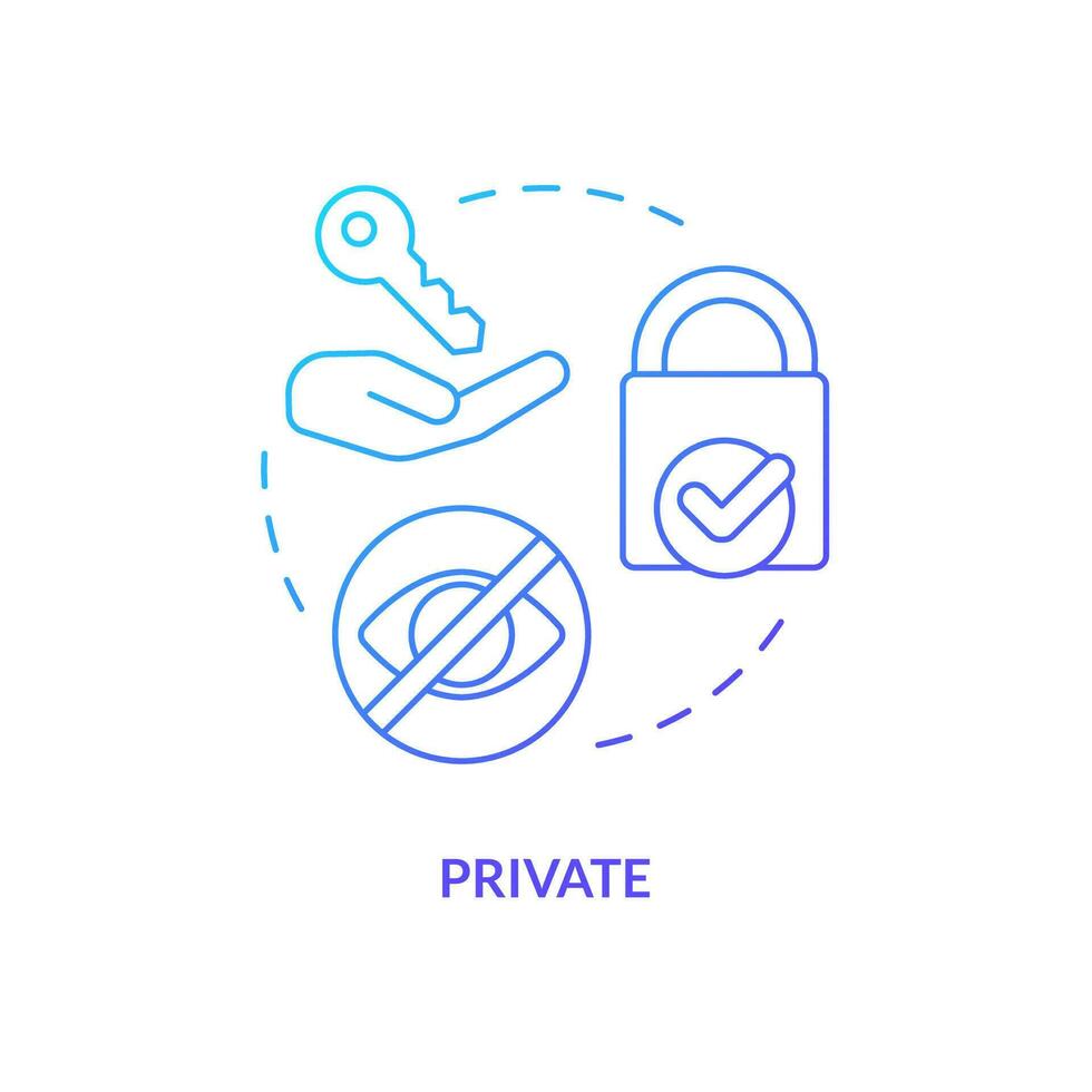 Private blue gradient concept icon. Using post office boxes pros. Self services. Provide privacy abstract idea thin line illustration. Isolated outline drawing vector