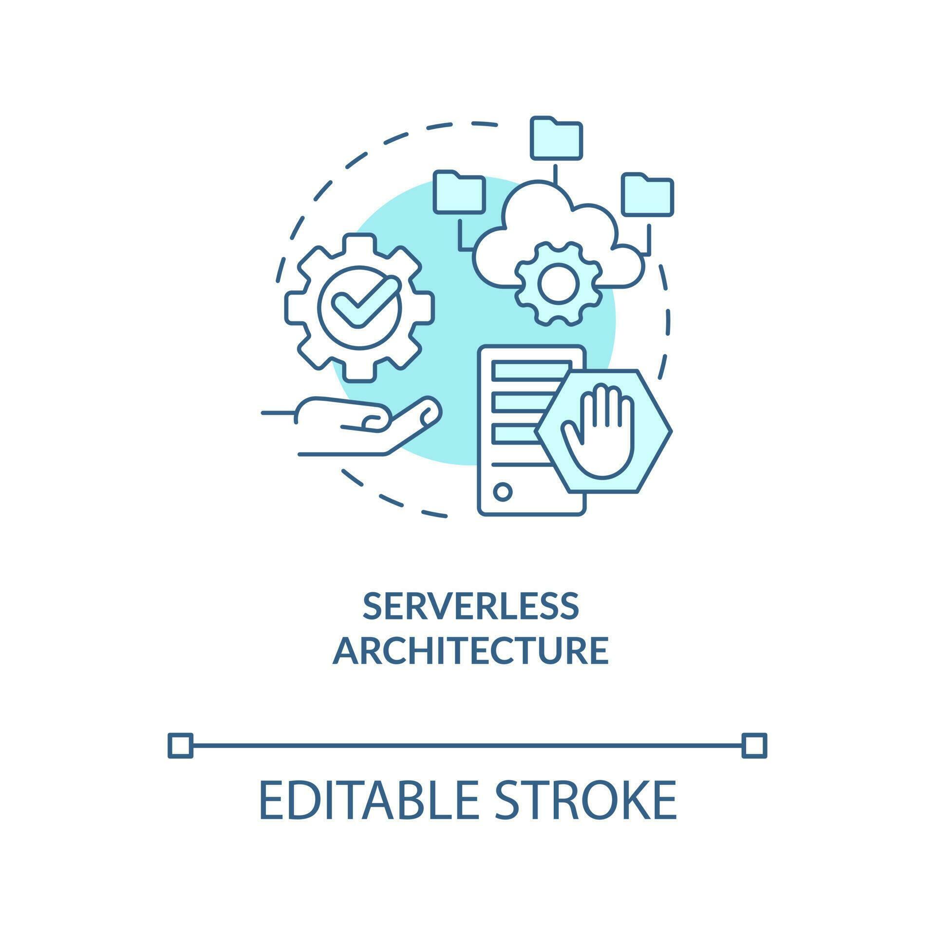 Serverless architecture turquoise concept icon. Digital industry trend ...