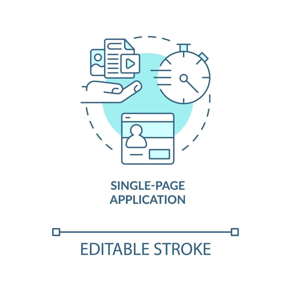 Single page application turquoise concept icon. User experience. Web industry trends abstract idea thin line illustration. Isolated outline drawing. Editable stroke vector