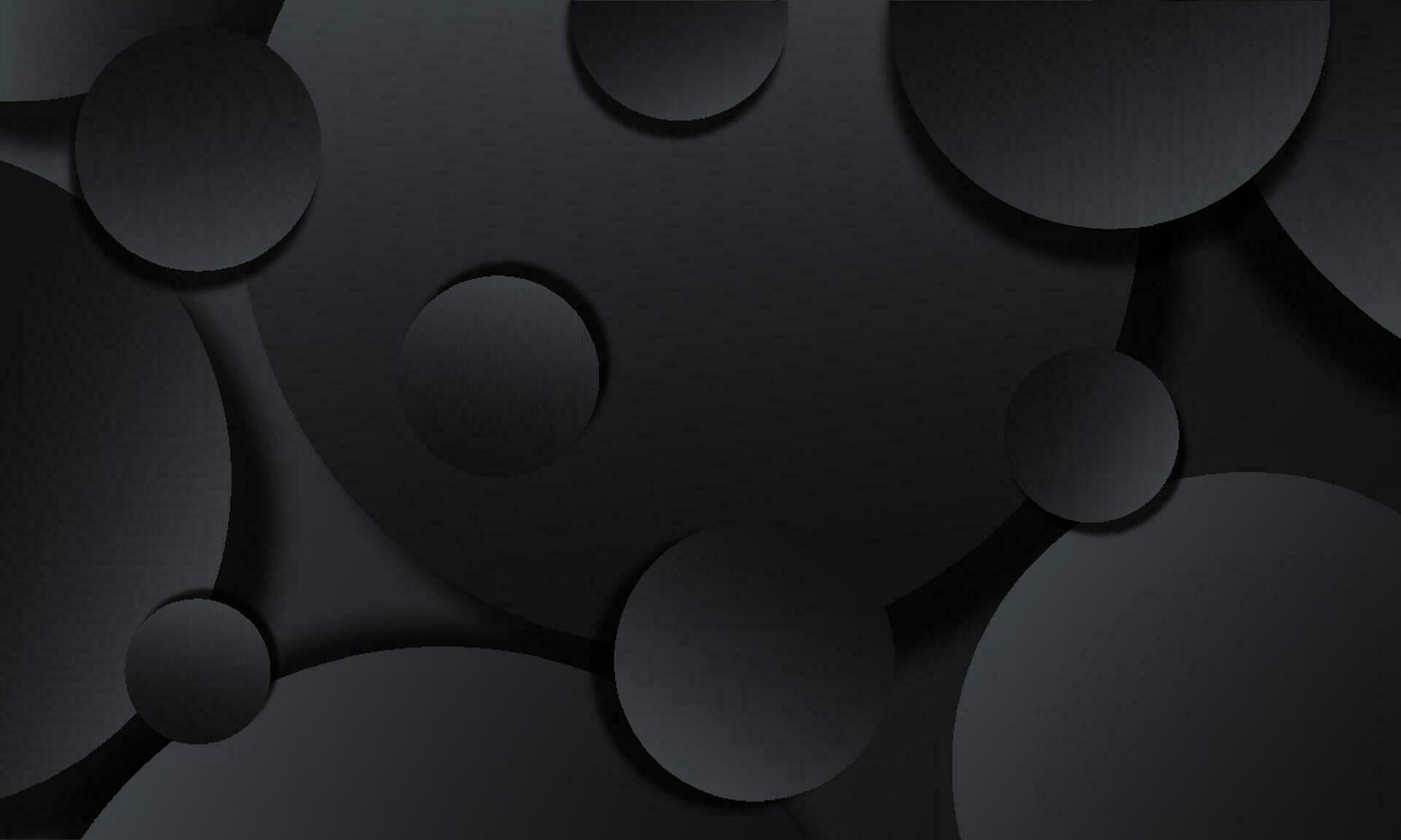 Black Paper Cut Circle Shapes Overlapping Background. vector