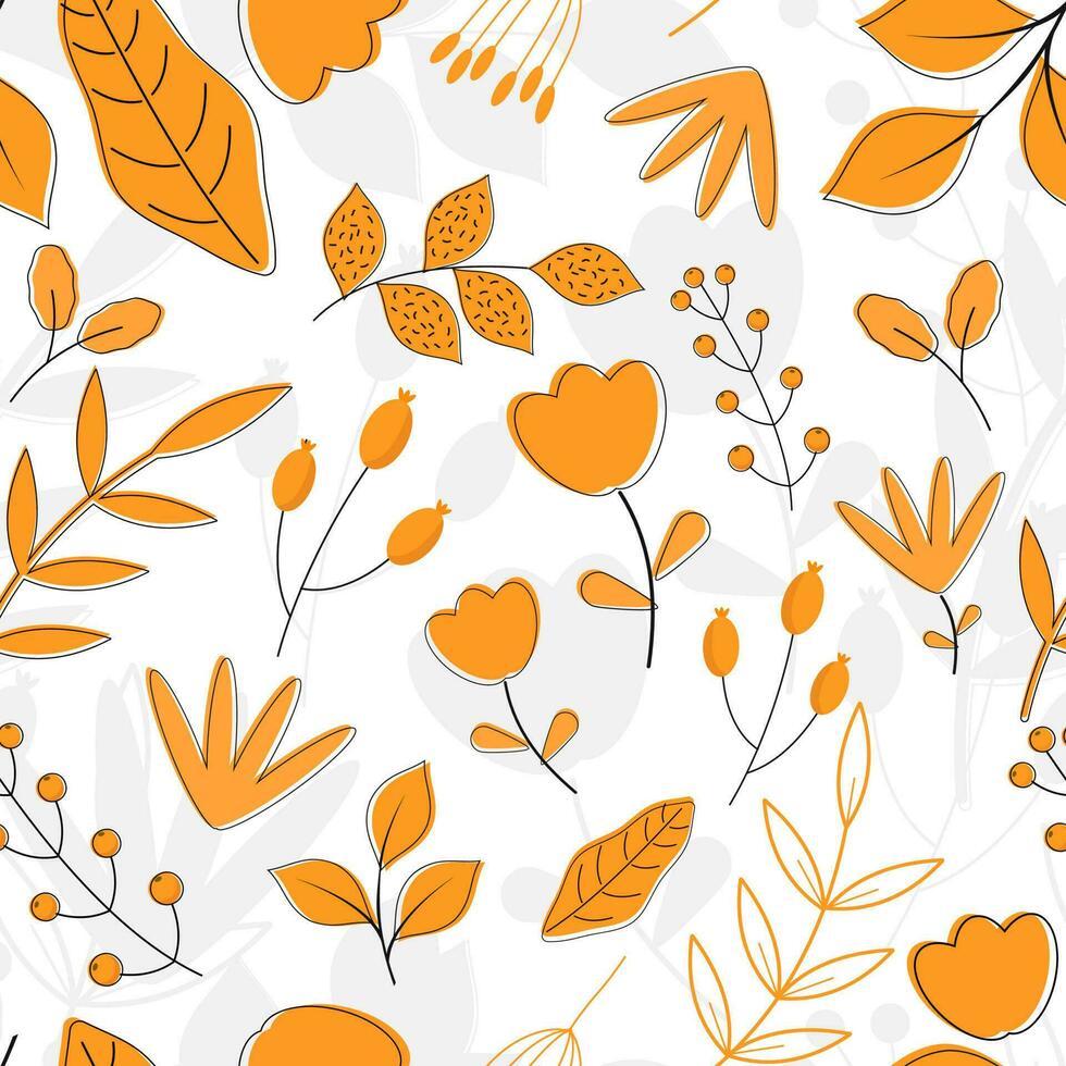 Orange and White Floral Seamless Pattern Background. vector