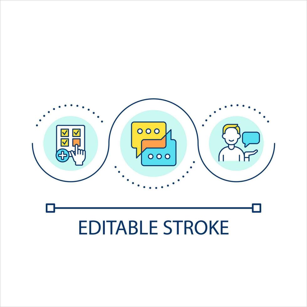 Encourage participation loop concept icon. Social involvement. Improve public activity abstract idea thin line illustration. Isolated outline drawing. Editable stroke vector