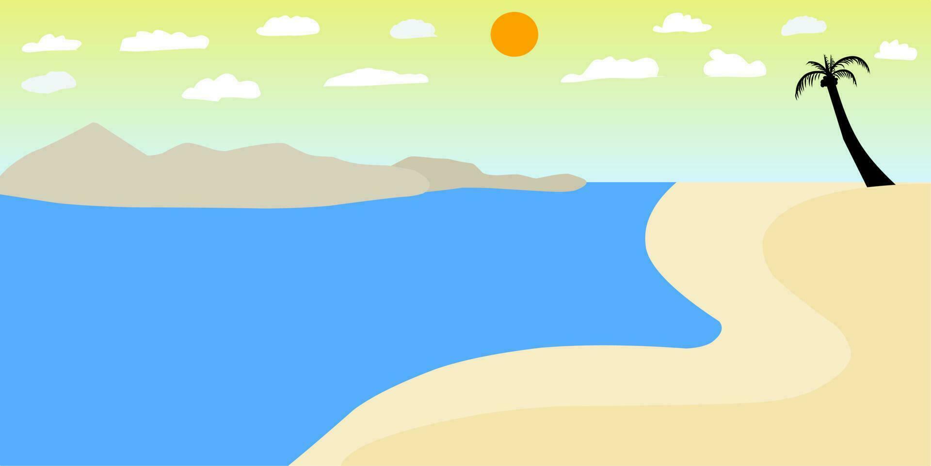 simple design of summer beach and natural scenery background template. vector