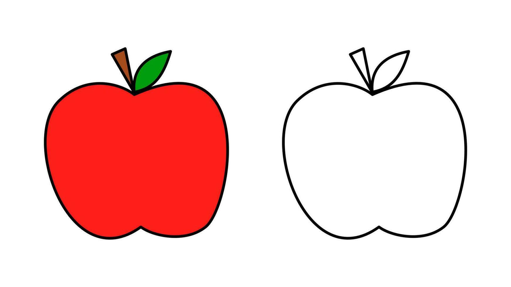 dibujos animados manzana colorante libro para niños vector