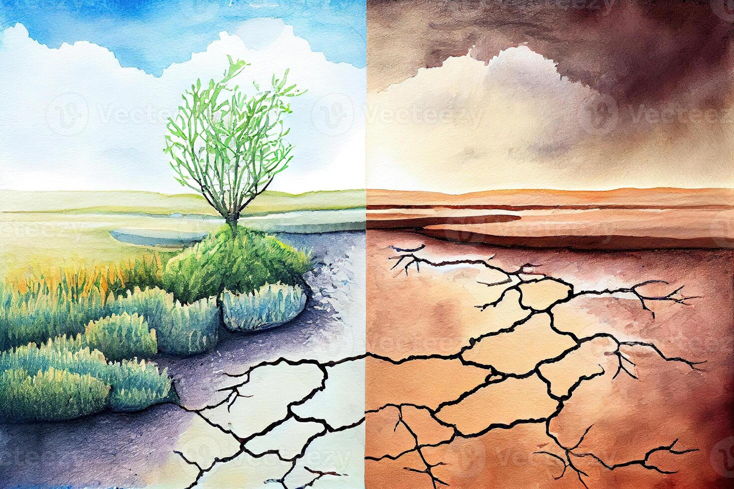 Concept of drought, climate change and global warming. photo