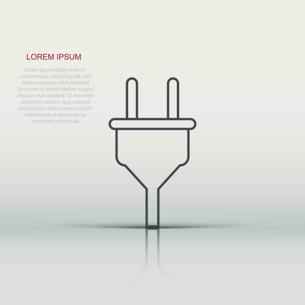 Vector electric plug icon in flat style. Power wire cable sign illustration pictogram. Wire business concept.